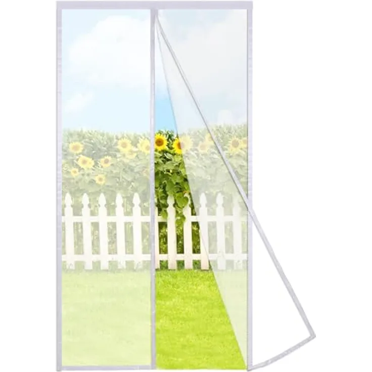 Risareyi Magnet Fliegengitter Balkontür 95x205cm, Weiß, Insektenschutz mit automatischem Schließen und einfacher Klebemontage