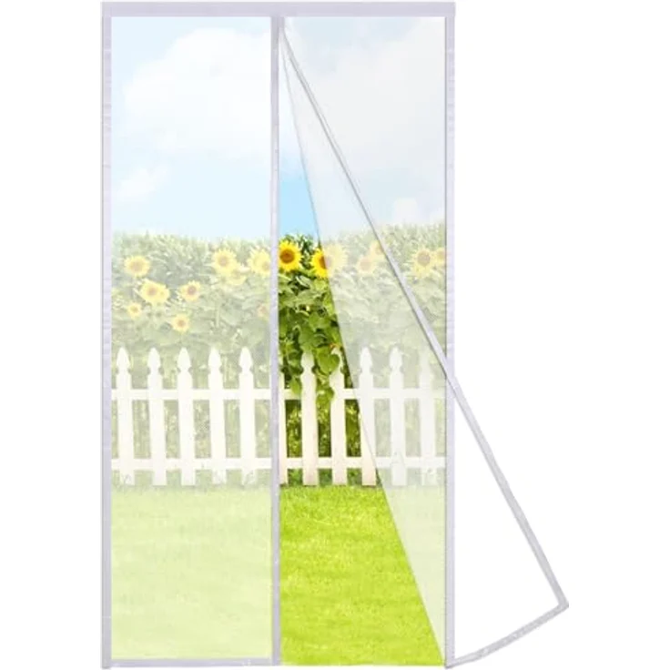 Risareyi Magnet Fliegengitter Balkontür 95x215cm, Weiß, Automatisches Schließen, Insektenschutz aus verstärktem Polyester – Bild 1