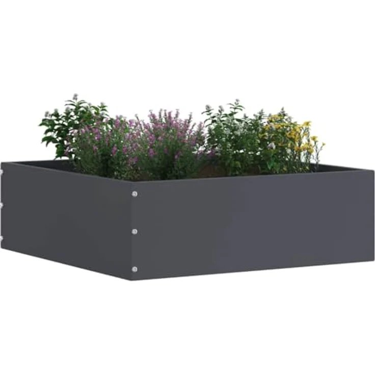 vidaXL Raseneinfassung 6er Set, Anthrazit, 40 x 40 x 13 cm, robuste Stahlkante für Garten und Terrasse, strapazierfähig, einfache DIY-Installation – Bild 2