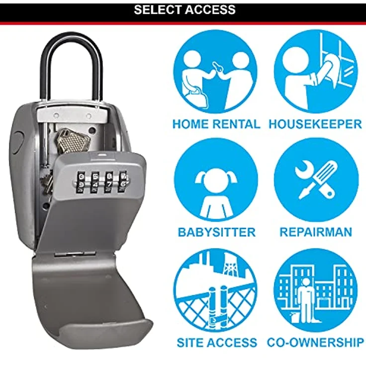 MASTER LOCK Schlüsseltresor mit Bügelhalterung [Large] [Wetterfest] [Bügel] - 5414EURD - Schlüsselsafe, Grau – Bild 3