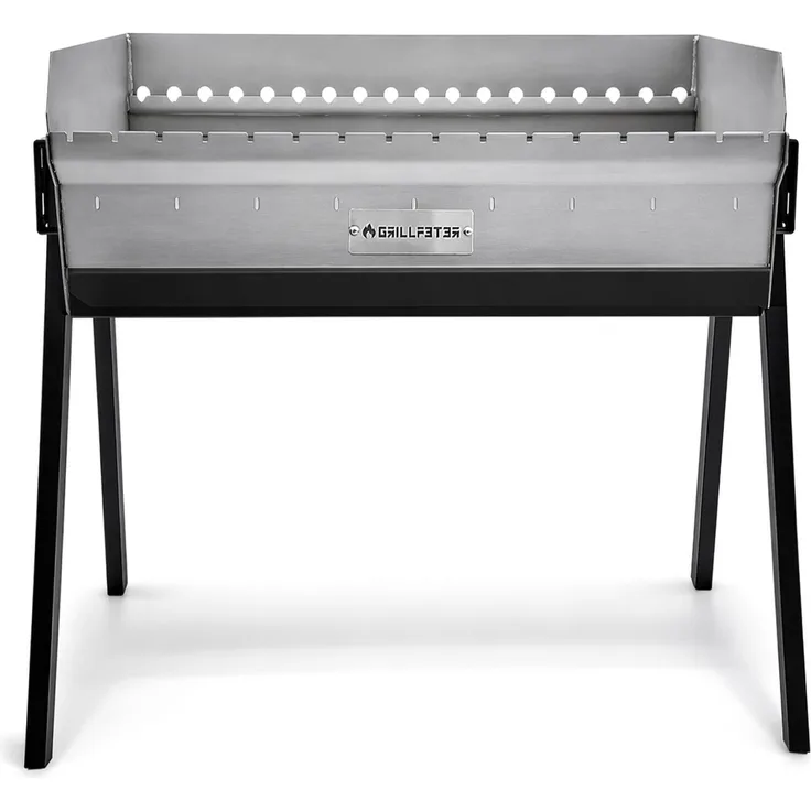 Grillpeter Profi Mangal Altan 90 Edelstahl 3mm Schaschlikgrill mit Aschekasten und Thermometer