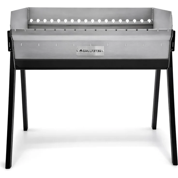 Grillpeter Profi Mangal Altan 90 Edelstahl 3mm Schaschlikgrill mit Aschekasten und Thermometer