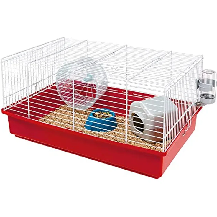 Ferplast Hamsterkäfig, Nagerkäfig, Kleintierkäfig, Hamsterzubehör inklusive, 46 x 29,5 x h 23 cm Bianco