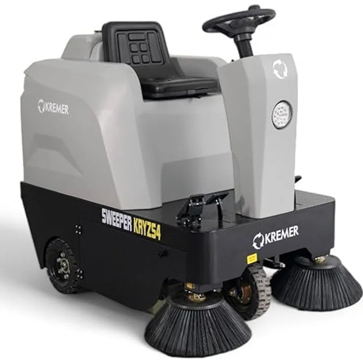 Kremer Reinigungsgeräte Kehrmaschine Aufsitz - Kehrmaschine KRYZS4 48V 6.380 m²/h Flächenleistung, 125,00 cm Arbeitsbreite, 700W Motorleistung, 10 km/h Spitzengeschwindigkeit – Bild 3