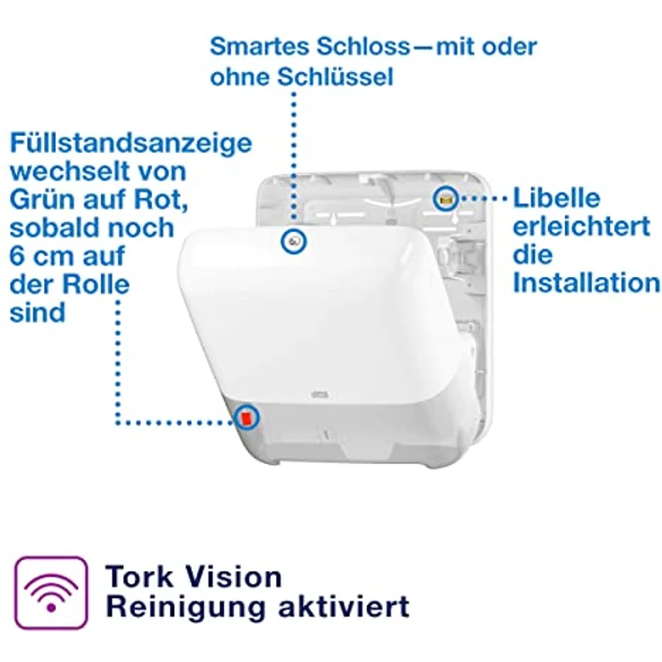 Tork Matic H1 Dispenser, Papierhandtuchspender mit hoher Kapazität und modernem, hochglänzendem Gehäuse in Schwarz oder Weiß – Bild 2