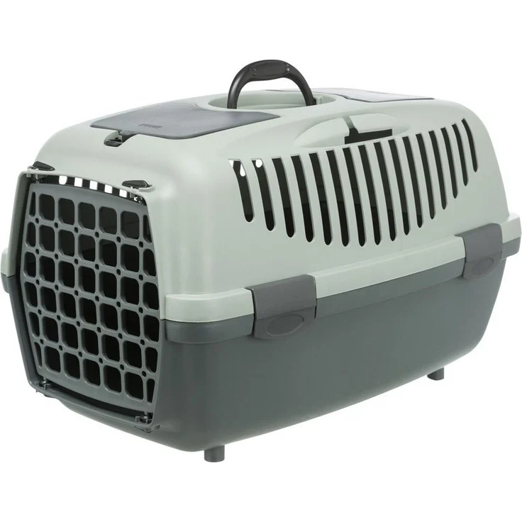 TRIXIE Hunde-Transportbox Trixie Be Eco Transportbox Capri 3, nachhaltig, für Tiere bis zu 12 kg, anthrazit/grau-grün - Preisvergleich – Bild 1