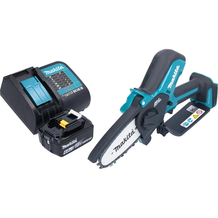 Makita DUC 101 SG01, Akku Astsäge 18 V mit 10 cm Schnittlänge, bürstenlos, inkl. 6,0 Ah Akku und Ladegerät, automatische Kettenschmierung, Extreme Protection Technology