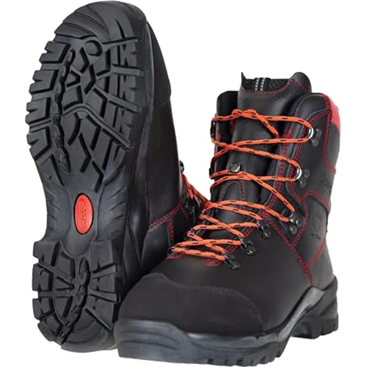 OREGON Schnittschutzstiefel Waipoua, Leder, wasserabweisend, Hitzebeständig bis 300 °C, Schwarz/Rot, Größe 46 – Bild 9