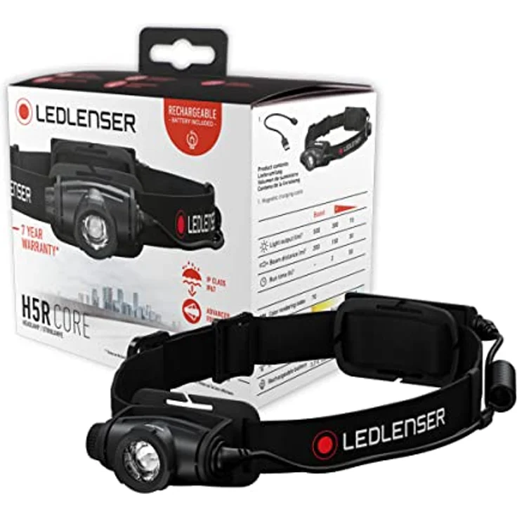 Ledlenser H5R Core, Stirnlampe mit 500 lm, wetterfest, stufenlos dimmbar, Batteriestatusanzeige – Bild 1