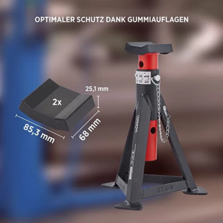 AREBOS 3T Hydraulischer Rangierwagenheber mit Fußpedal, 2x Unterstellbock, 3 Tonnen Tragkraft, 2x Auflagen - Schwarz/Rot, für einfaches und sicheres Arbeiten unter dem Auto in Werkstatt und Garage – Bild 8