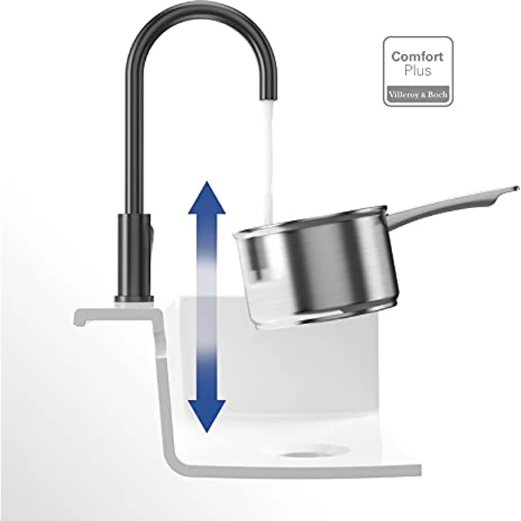 Villeroy & Boch Umbrella Küchenarmatur, Hochdruck, Wasserhahn Küche mit Keramikkartusche und 360° Schwenkbereich, Spültischarmatur wassersparend, Auslauf Höhe 275mm, Anthracite – Bild 4