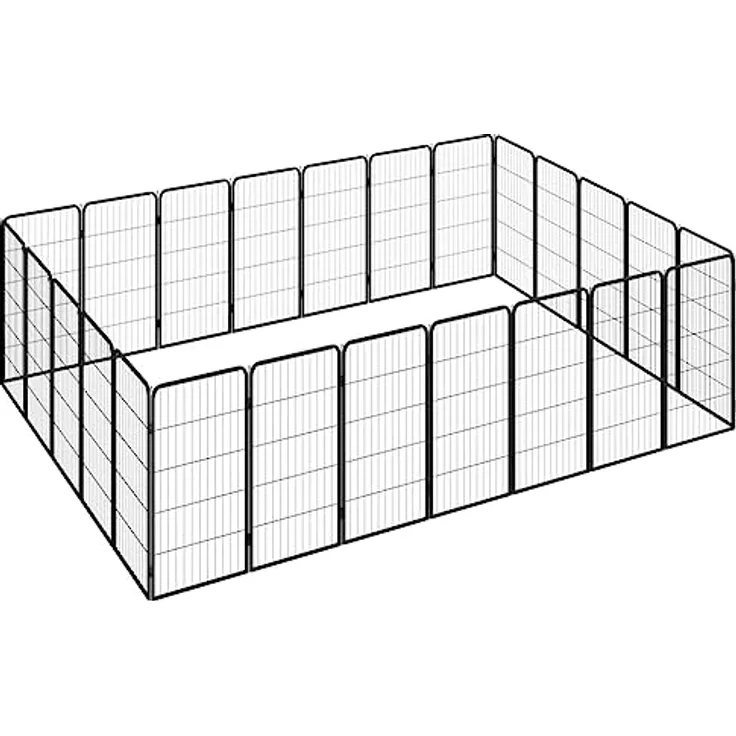 vidaXL Robuster Hunde-Laufstall – 24-Panel-Struktur in Schwarz | langlebige pulverbeschichtete Stahlkonstruktion – Gesamtmaße 350 x 250 x 100 cm | Ideal für professionelle Trainer und Hundeliebhaber