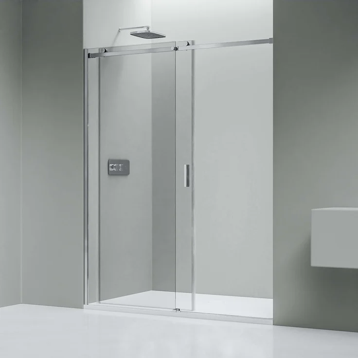 NEXTREND Nischendusche NT806 FLEX, Schiebetür aus 8mm ESG-Sicherheitsglas mit Nano Klarglas, Chrom-Profile, Breite: 1000 mm, Türanschlag wahlweise links oder rechts