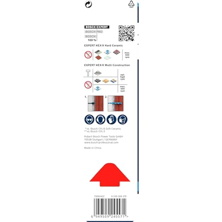 Bosch Expert HEX-9 Hard Ceramic + HEX-9 Multi Construction Bohrer, 6 mm, 2-tlg., präzise Bohrtechnik für Fliesen und Bauwerkstoffe – Bild 4