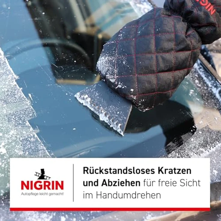 NIGRIN Performance Eiskratzer Eisschaber mit ergonomischem Softgriff und Handschuh, silbergrau – Bild 3