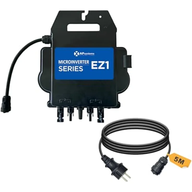 enjoy solar APsystems EZ1-M 800W Mikrowechselrichter mit WLAN & Bluetooth, PV VDE Zertifiziert, Plug & Play Wechselrichter ideal für Balkonkraftwerk (mit Anschlusskabel)