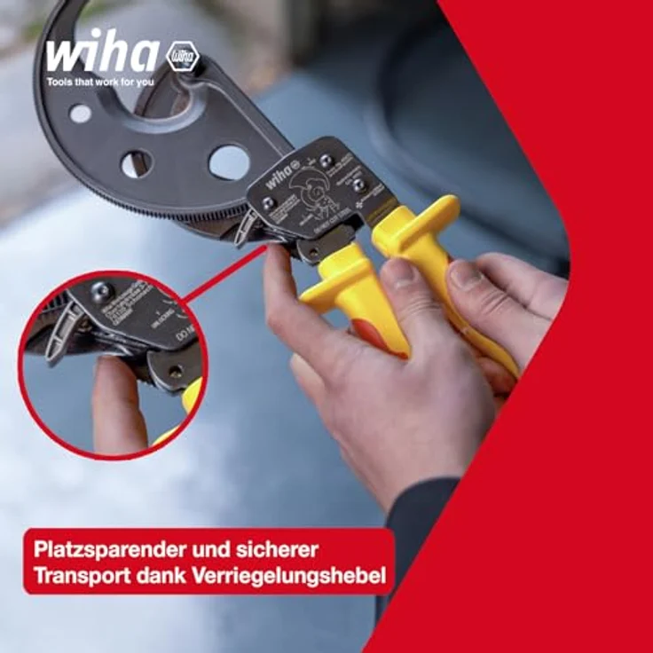 Wiha Seitenschneider Kabelschneider (46675), Ratschenkabelschneider für Cu- und AI-Kabel, bis 500 mm², isoliert, gelb/schwarz – Bild 5