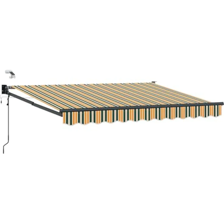 vidaXL Elektrische ausziehbare Markise, 2,5 x 2 m, mit LED und Wettersensor, Grün und Gelb – Bild 1
