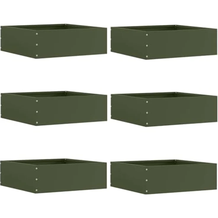 vidaXL Raseneinfassung 6 Stück Olive Grün, Stahl, 40 x 40 x 13 cm, moderne Rasenbarriere für Garten und Terrasse, strapazierfähige DIY-Installation – Bild 1