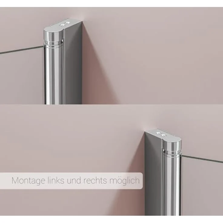BERNSTEIN Badewannenaufsatz NT201, Duschwand Faltwand für Badewanne 100x140cm aus ESG-Glas, Hebe- und Senkmechanismus, Profilfarbe Chrom oder Schwarz – Bild 4
