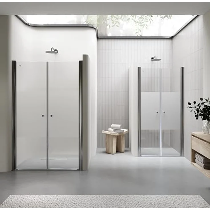 i-flair Dusch-Doppelflügeltür Duschtür Lima mit Pendeltüren aus teilsatiniertem ESG Sicherheitsglas, 68x180 cm - Preisvergleich – Bild 3
