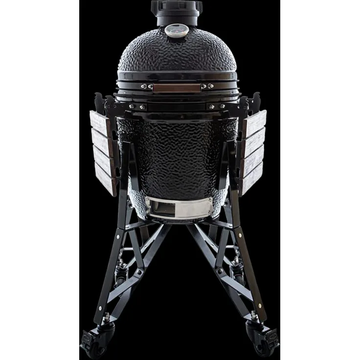 The Vegan Cow Keramikgrill Bastard Medium Compleet 2022 (400 mm) mit Plattensetzer, Edelstahl-Aschenhelfer und Holzkohlekorb