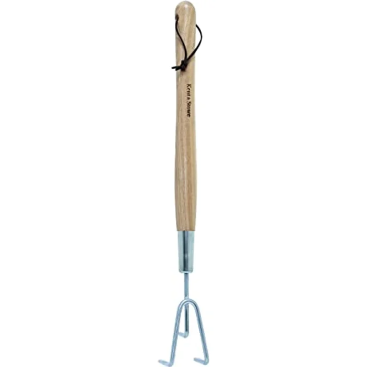 Kent & Stowe Hand 3 Zinken-Grubber lang aus Edelstahl und Eschenholz, 54 cm Länge – Bild 1