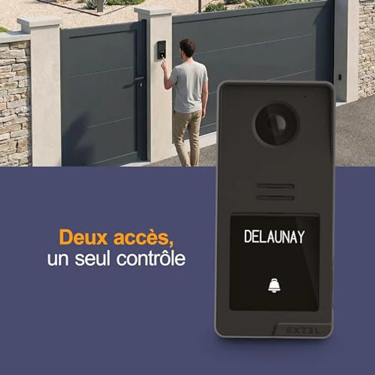 Extel Video-Türsprechanlage Dgital Connect, 7-Zoll-Touchscreen mit 2-Draht-Technik, schwarz, mit Fingerabdruck- und QR-Code-Zugriff – Bild 4