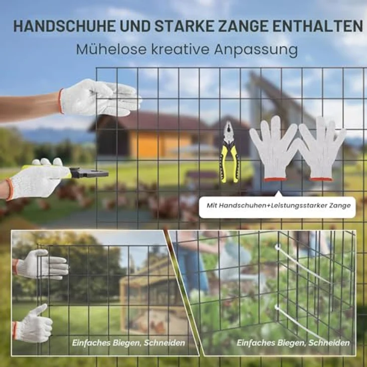 VEVOR Volierendraht 61 x 1524 cm, Vinylbeschichteter Maschendrahtzaun, 1,52 mm für Hühnerstallbarrieren und Kaninchenzäune, schwarz – Bild 3