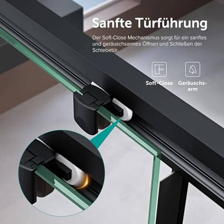 doporro Duschtür Nischentür 140x195cm, ESG-Sicherheitsglas mit Soft-Close und NANO-Beschichtung – Bild 4