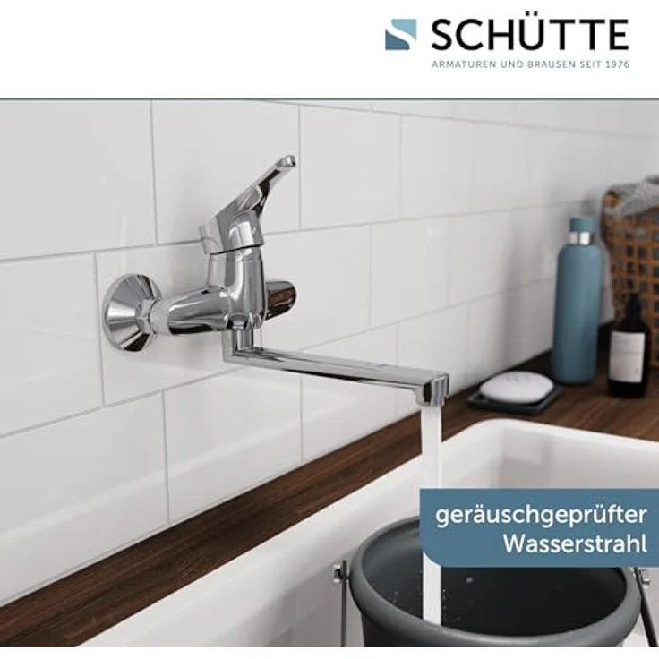 Schütte Spültischarmatur Attica, schwenkbarer Wasserhahn für Wandmontage, Hochdruck, Chrom, 270 mm Ausladung – Bild 3