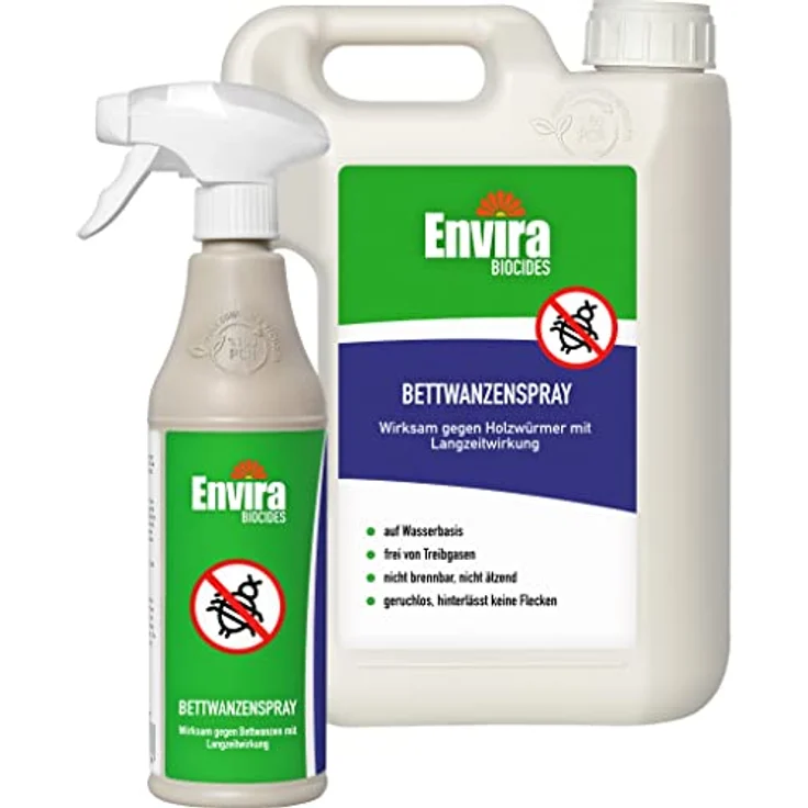 Envira Bettwanzen-Spray 500 ml & 2 Liter - Bettwanzen-Bekämpfung für Matratzen & Textilien - Mittel gegen Bettwanzen & Larven - Bettwanzen bekämpfen - Geruchlos & auf Wasserbasis – Bild 1