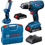 Bosch Akku-Bohrschrauber GSR 18V-21 inkl. GLI 18 V-300, 2 Akkus 2,0 Ah, L-CASE