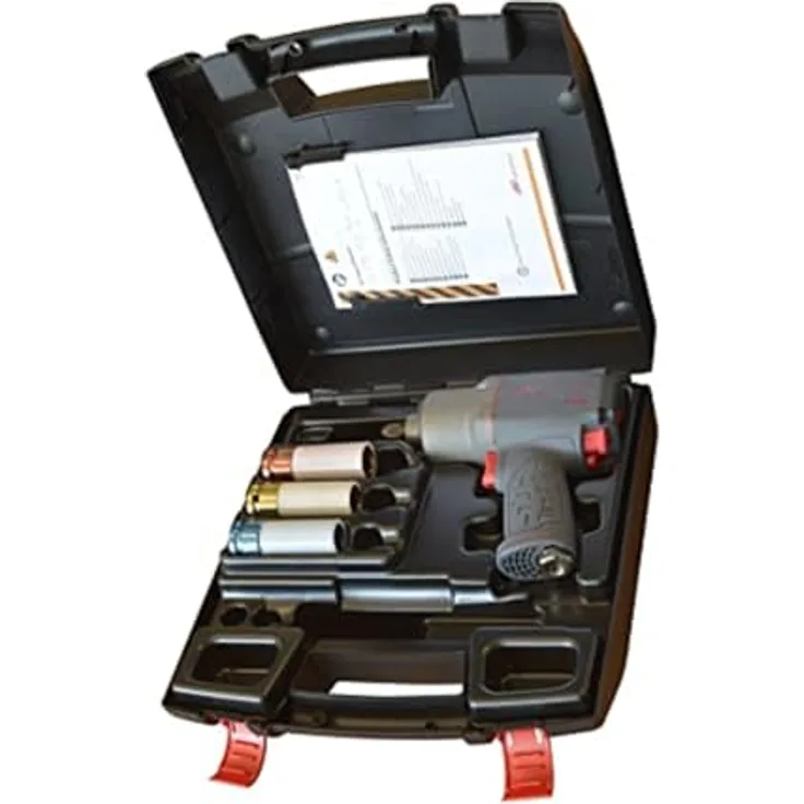 Ingersoll-Rand 1/2" Druckluft Schlagschrauber 2235QTIMAX Set mit 3 langen Steckschlüsseln, Drehmomentschlüssel für Auto und Reifenwechsel, Luftdruck Schlagschrauber für Schwerlast, Schwarz.
