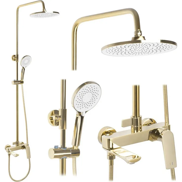 wohnwerk.idee Avalon Duschsystem, Duscharmatur mit Regendusche (Ø 25 cm), Gold matt Schwarz Grau Kupfer