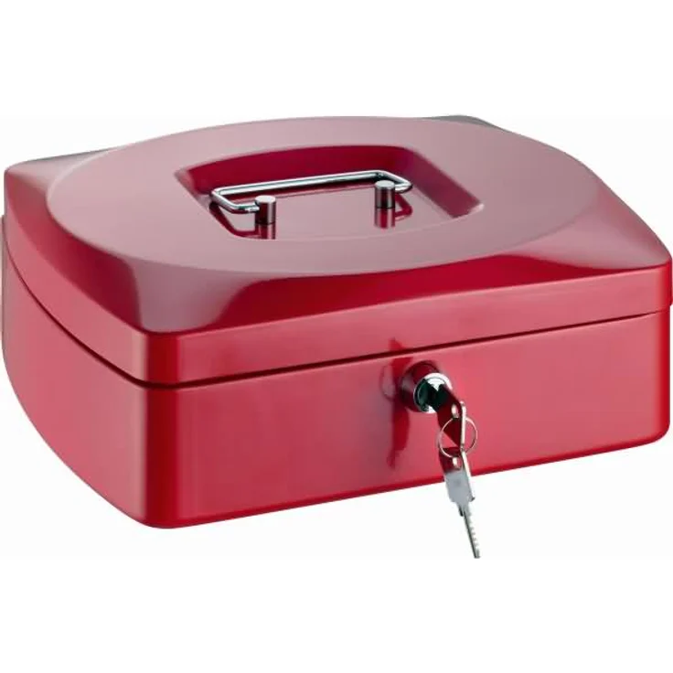 Alco Geldkassette Stahlblech mit Schloss 255x200x90mm rot – Bild 1