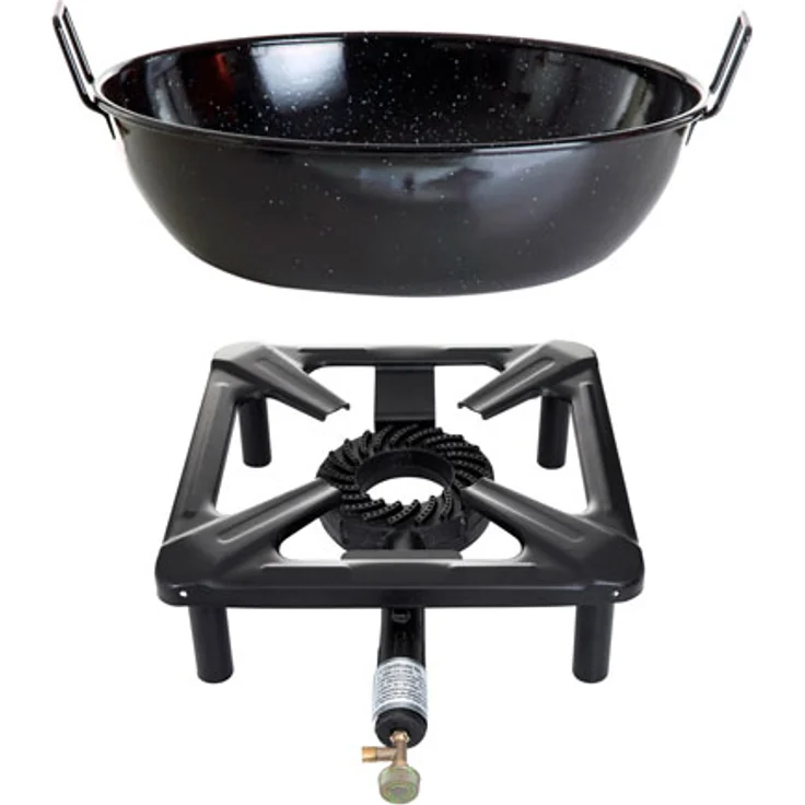 Hockerkocher-Set (klein) mit Emaille-Schüssel/Topf Ø 30 cm - ohne Zündsicherung