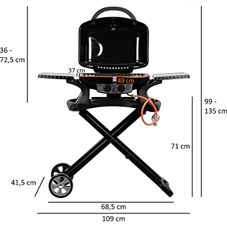 BBQ-Toro Tragbarer Tisch Gasgrill mit Grilltisch für Balkon, Camping – Bild 2