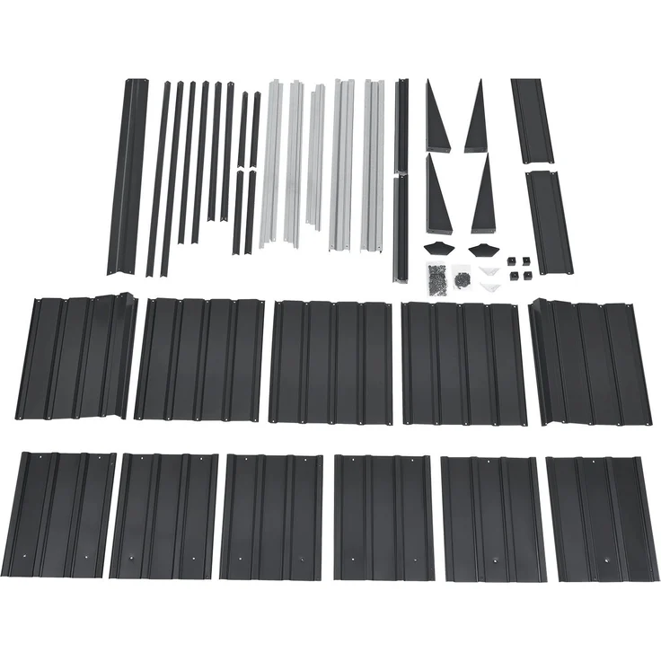 Juskys Mähroboter Garage MGMT1 mit Satteldach, anthrazit, Metall, 86 × 98 × 63 cm, Sonnen- und Regenschutz, anthrazit – Bild 11