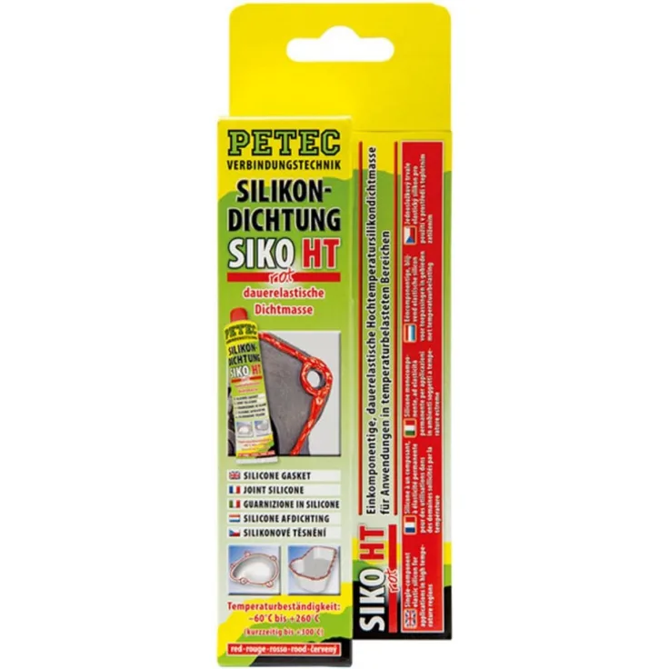 Petec 97880 Hochtemperatur-Silikondichtung SIKO rot - 70ml Tube
