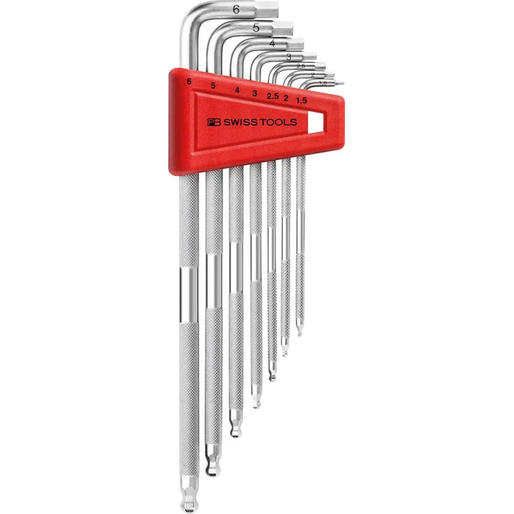 Winkelschraubendreher- Satz im Kunststoffhalter 7-teilig 1,5-6mm SAFETY Kugelkopf PB Swiss Tools