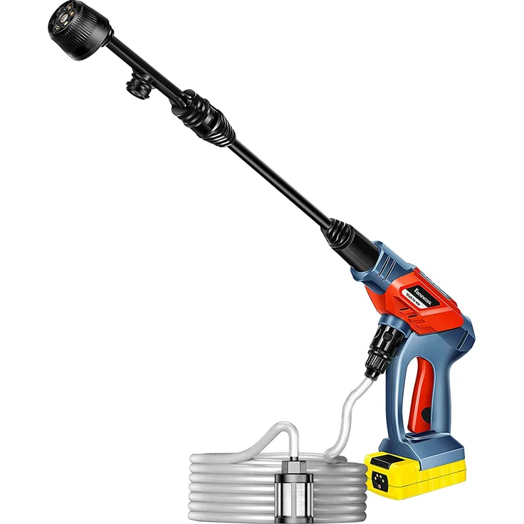 Fanztool Akku Hochdruckreiniger 20V mit 5-in-1-Multifunktionsdüse, 24 Bar Druck, Fördermenge 150 l-h, inkl. 6 m Schlauch mit Filter und 5 Liter Eimer