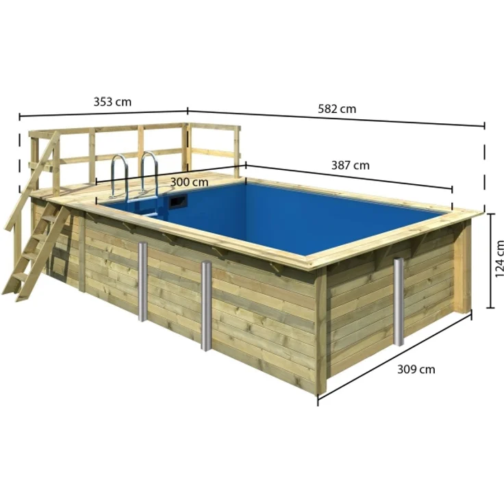Karibu Pool 1 SET 44 mm inkl. Filterpaket klein, Terrasse vor Kopf an der Seite 3,5 m breit v2 – Bild 3