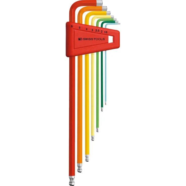 Winkelschraubendreher- Satz im Kunststoffhalter 7-teilig 1,5-6mm Rainbow Kugelkopf PB Swiss Tools