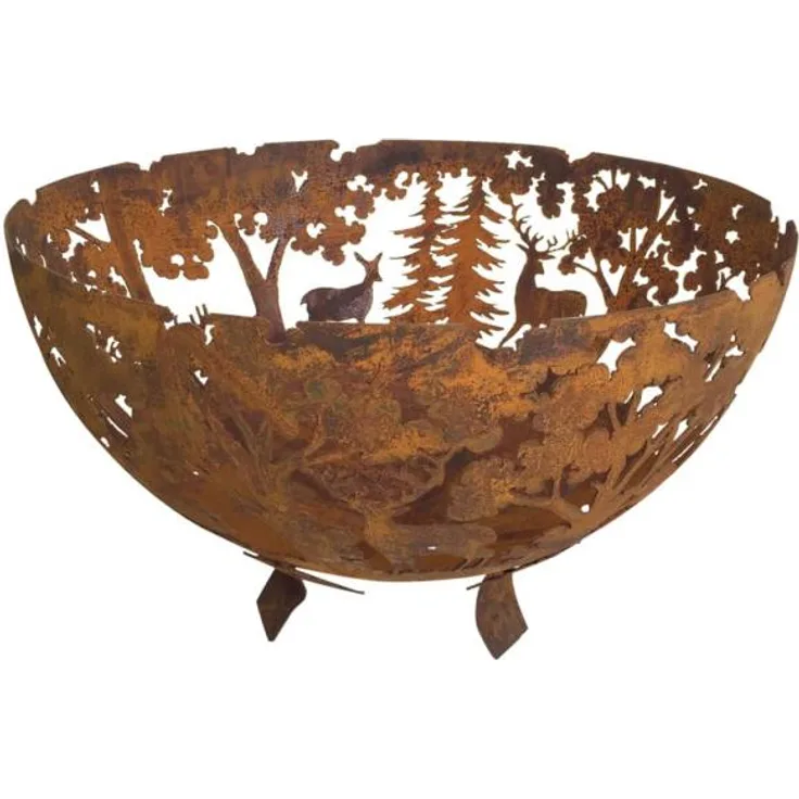 Esschert Rost-Optik Feuerschale Ø 58cm braun Metall Lagerfeuer Feuerkorb rund