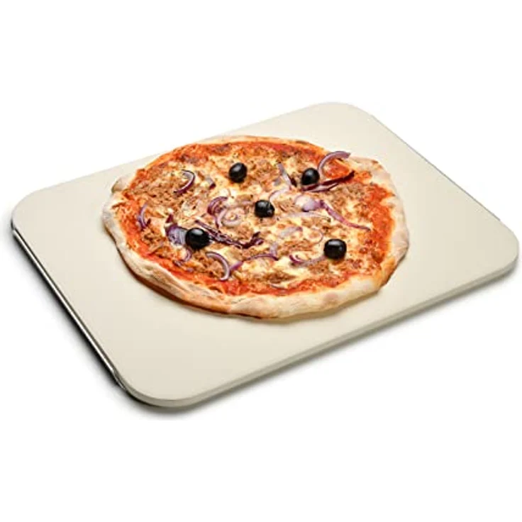 TAINO Pizzastein mit Pizzablech Grillzubehör Holzkohlegrill Gasgrill Backofen Codierit Aluminium – Bild 4