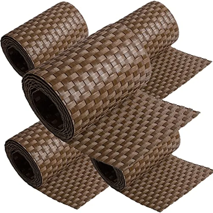 5x Poly-Rattan Sichtschutzstreifen für Doppelstabzaun Doppelstab Matten Flechtzaun 19 x 255 cm BRAUN
