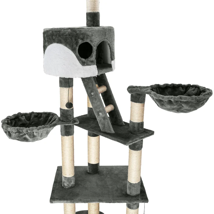 tectake Kratzbaum Hansi 260cm - grau/weiß – Bild 5