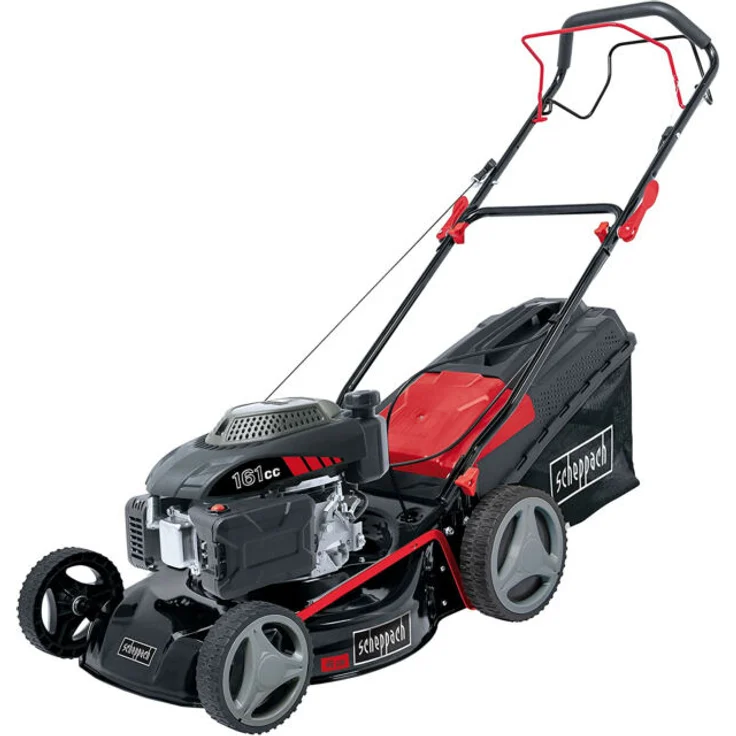 Scheppach MS161-46 Benzin Rasenmäher - 46 cm Schnittbreite | 55 Liter Fangkorb | Stahlgehäuse | 7-stufige Höhenverstellung | Mulchfunktion | Radantrieb | Seitenauswurf | inkl. Motoröl – Bild 2