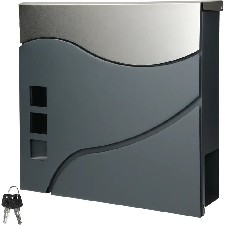 Briefkasten mit Zeitungsfach und Sichtfenster Anthrazit-Silber aus Edelstahl - Preisvergleich